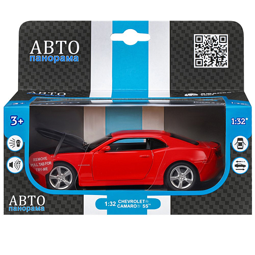 ТМ "Автопанорама" Машинка металлическая 1:32 Chevrolet Camaro SS, красный, свет, звук, откр. двери, капот и багажник, в/к 17,5*13,5*9 см в Джамбо Тойз #3