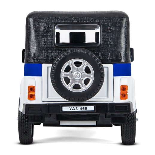 Машинка металлическая Автопанорама, инерционная, коллекционная модель УАЗ-469 "Полиция", масштаб 1:24, свет, звук, открываются двери, капот, багажник, белый, в/к 22*12*11 см в Джамбо Тойз #10
