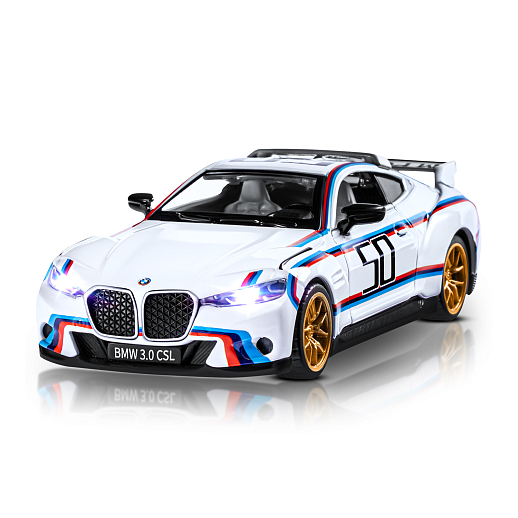 ТМ "Автопанорама" Машинка металлическая 1:34 BMW 3.0 CSL, белый, свет, звук, откр. двери, в/к 17,5*13,5*9 см в Джамбо Тойз #7
