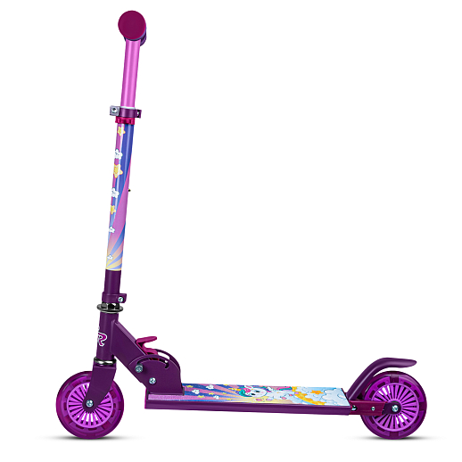 Двухкол. самокат CITYRIDE, ал. 50/50% , t-bar алюм, дека сталь, грипсы 95мм TPR, колеса PVC 120/120 мм, фиолетовый с принтом в Джамбо Тойз #4