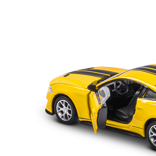 Машинка металлическая 1:43 Ford Mustang GT, желтый, тюнинг, откр. двери, свободный ход колес, в/к 23,5*10*4 см в Джамбо Тойз #12