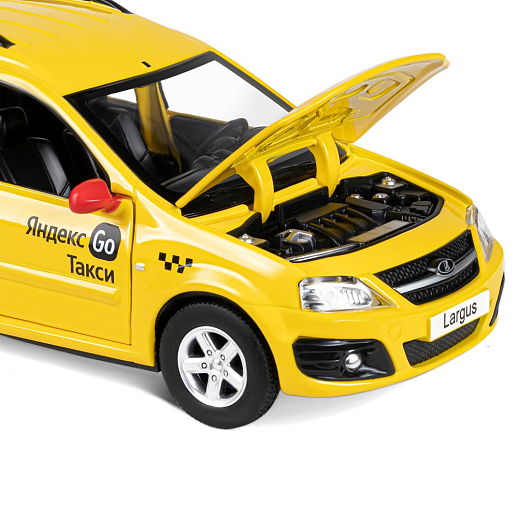 Машинка металлическая Яндекс Go, инерционная, коллекционная модель LADA LARGUS, масштаб 1:24, цвет желтый, открываются 4 двери, капот, багажник, свет, звук, в/к 24,5*12,5*10,5 см в Джамбо Тойз #13