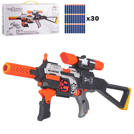 Бластер с мягкими пулями, на бат., 30 пуль в компл., барабанный магазин, в/к 43,5*10,5*22,5см в Джамбо Тойз