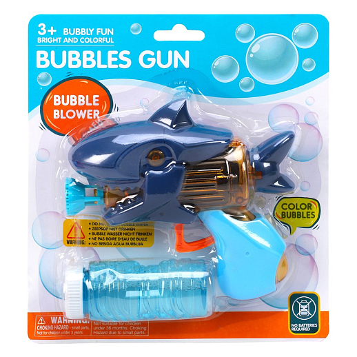 Пистолет с мыльными пузырями "Акула" синий, на блистере 20,8*18,5*5 см в Джамбо Тойз #2