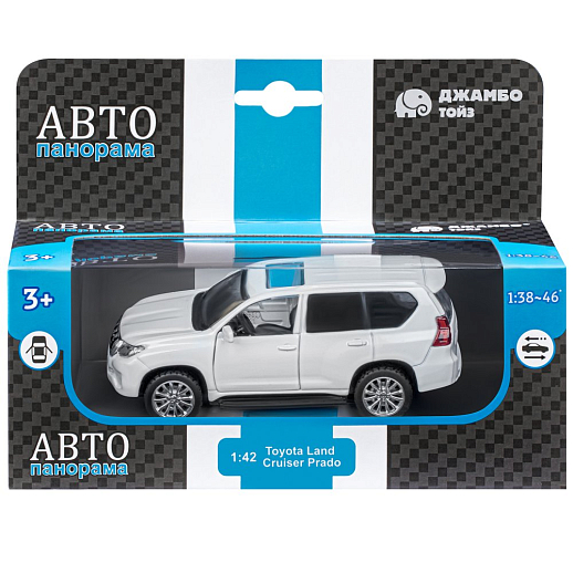 ТМ "Автопанорама" Машинка металлическая 1:42 Land Cruiser Prado, белый,  откр. двери, инерция, в/к 17,5*12,5*6,5 см в Джамбо Тойз #4
