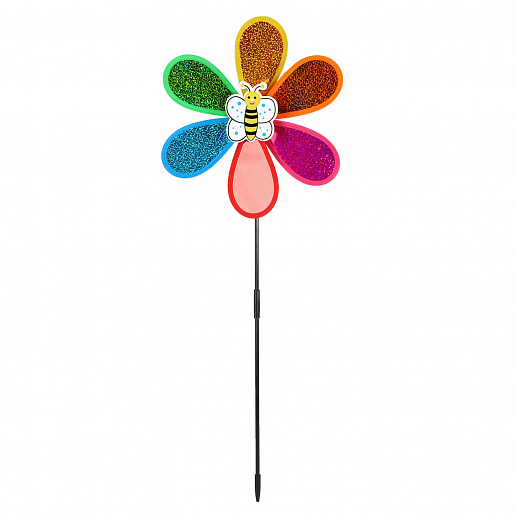 Ветерок,палочка52cм+ цветочка28cм,серединка цветка,микс насекомых,пластик плотн,блест, в наборе 12шт в Джамбо Тойз #3