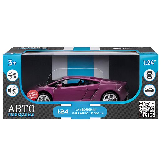 ТМ "Автопанорама" Машинка металлическая 1:24 Lamborghini Gallardo, розовый, откр. двери и багажник, свет, звук, свободный ход колес, в/к 24,5*12,5*10,5 см в Джамбо Тойз #4