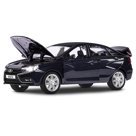 Машинка металлическая Автопанорама, инерционная, коллекционная модель LADA VESTA седан, масштаб 1:24, свет, звук, открываются 4 двери, капот, багажник, черный, в/к 24,5*12,5*10,5 см в Джамбо Тойз #6