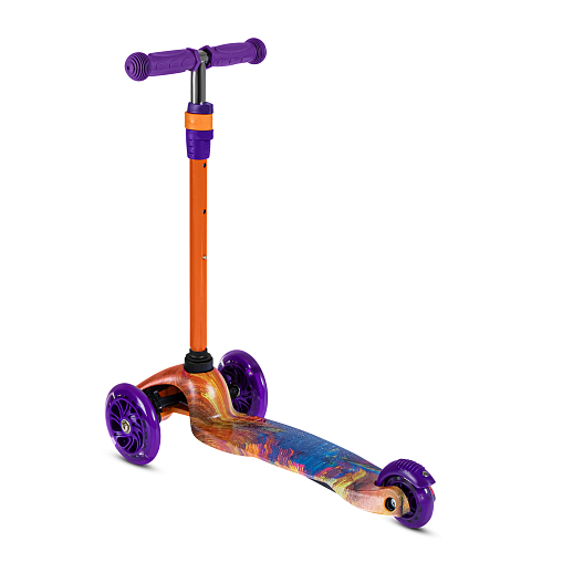 Самокат трехколесный CITY-RIDE (пакет). Руль телеск.: алюминий с резин.рукояткой. Дека: PP+нейлон гидрографика, размеры 51*11 см. Колеса: 120/76 PU со светом. Подшипник: Аbec-5. Максимальная нагрузка: 35кг. Возраст: от 3 лет. в Джамбо Тойз #5