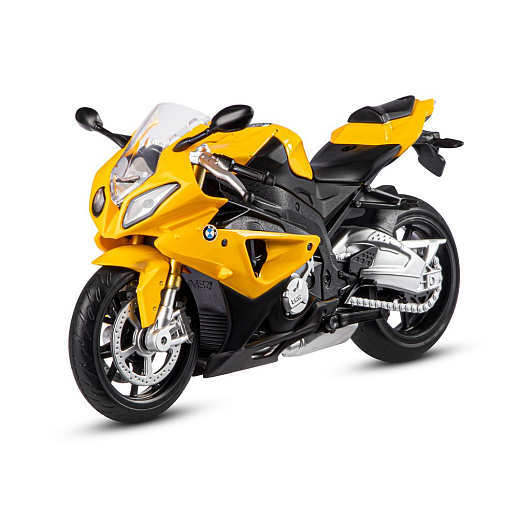 ТМ "Автопанорама" Мотоцикл металл. 1:12 BMW S1000RR, желтый, свободный ход колес, в/к 22,6*12,7*7,2 см в Джамбо Тойз