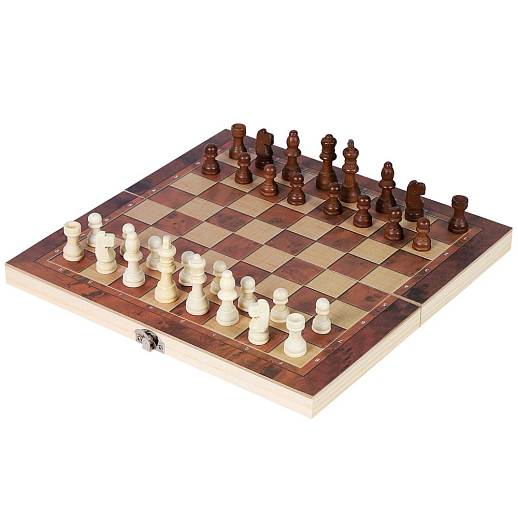 Настольная игра "3в1 - Шахматы, шашки, нарды", дерево, размер доски 29х29 см, в/к 29.7х15.3х4.5 см в Джамбо Тойз #6