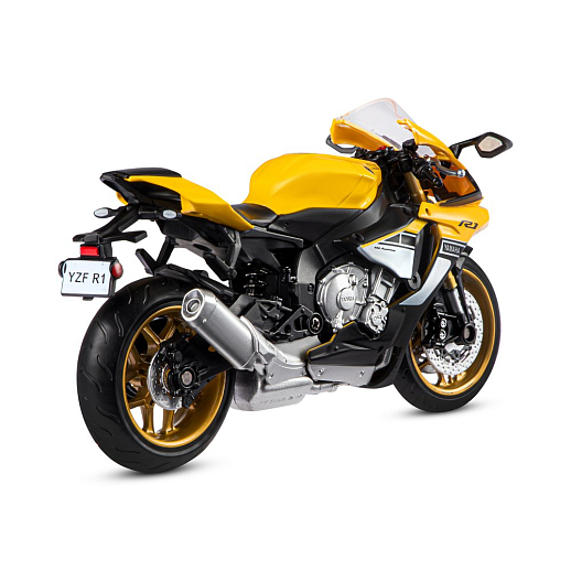 ТМ "Автопанорама" Мотоцикл металл. 1:12 YAMAHA YZF-R1, желтый, свободный ход колес, в/к 7,1*11,7*20,6 см в Джамбо Тойз #7