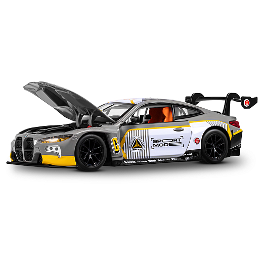 ТМ "Автопанорама" Машинка металлическая, 1:24 BMW M4 GT3, серый, откр. двери и капот, свет, звук, свободный ход колес, в/к 24,5х12,5х10,5 см в Джамбо Тойз #8