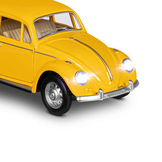 ТМ "Автопанорама" Машинка металлическая, 1:28 Volkswagen Classical Beetle 1967, желтый, откр. двери и багажник, свет, звук, инерция, в/к 17,5*12,5*6,5 см в Джамбо Тойз #22
