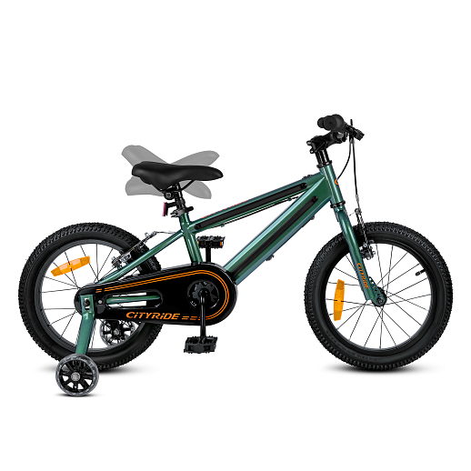 Велосипед двухколесный CITYRIDE, модель CR-B2-10FU, рама сталь, колеса алюминий 16", v-brake тормоза, встроенная в раму подсветка, балансирные колёса, цвет зеленый в Джамбо Тойз #8