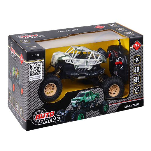 AUTODRIVE 1:18 Р/У Краулер, 4 канала, свет, цвет хаки, в/к 29*14,7*17,5см в Джамбо Тойз #3