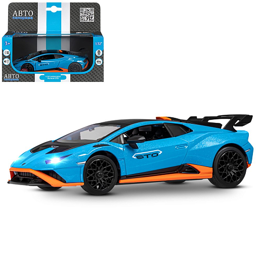 ТМ "Автопанорама" Машинка металл. 1:32 Lamborghini STO, голубой, инерция, откр. двери, в/к 17,5*12,5*6,5 см в Джамбо Тойз