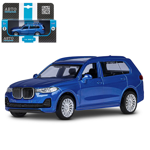 ТМ "Автопанорама" Машинка металлическая 1:44, BMW X7, синий, откр. двери, инерция, в/к 17,5*12,5*6,5 см в Джамбо Тойз