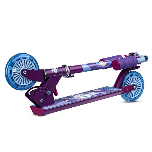 Двухкол. самокат CITYRIDE, ал. 50/50% , t-bar алюм, дека сталь, грипсы 95мм TPR, колеса PVC 120/120 мм, фиолетовый с принтом в Джамбо Тойз #5