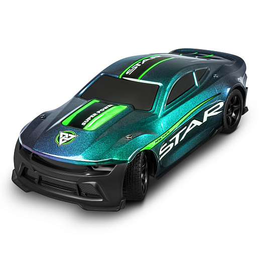Р/у машина для дрифта,1:18,2 скорости,подсветка днища,свет фар,в компл. 4 сменных колеса,4 конуса, цвет зеленый хамелеон,в бел.кор. 33,7*17*20,5см в Джамбо Тойз #5
