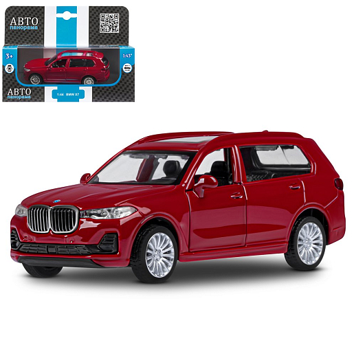 ТМ "Автопанорама" Машинка металлическая, 1:44, BMW X7, красный металлик, откр. двери, в/к 17,5*12,5*6,5 см в Джамбо Тойз