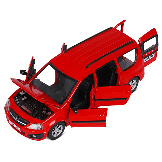 Машинка металлическая Автопанорама, инерционная, коллекционная модель LADA LARGUS, масштаб 1:24, свет, звук, открываются 4 двери, капот, багажник, красный, в/к 24,5*12,5*10,5 см в Джамбо Тойз #11