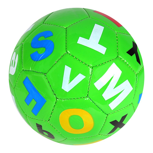 Мяч футбольный №2, диаметр 15 см,  100г,  зеленый, "Англ. буквы", ПВХ в/п в Джамбо Тойз