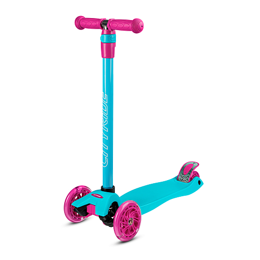 Самокат трехколесный CityRide, пакет, Дека: PP+нейлон, колеса PU 120/76 свет, руль  металл телеск., цвет светло-зеленый в Джамбо Тойз