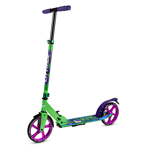 2хкол. самокат CITYRIDE 200, сталь 100%, грипсы 135мм TPR, колеса PU 200/200 мм. Зеленый в Джамбо Тойз #4