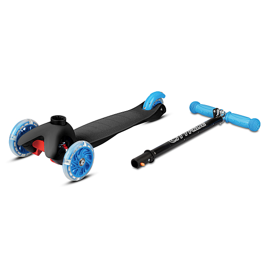Самокат трехколесный CityRide xd4, пакет, Дека: PP+нейлон, колеса PVC 110/76 свет, руль металл телеск., цвет черный/голубой в Джамбо Тойз #8