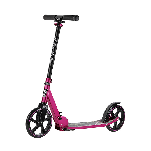Двухколесный самокат CITYRIDE 200, ал. 50/50%, t-bar сталь, грипсы 135мм TPR, колеса PU 200/200, 86A, подножка, abec 9,  цвет Розовый в Джамбо Тойз #8