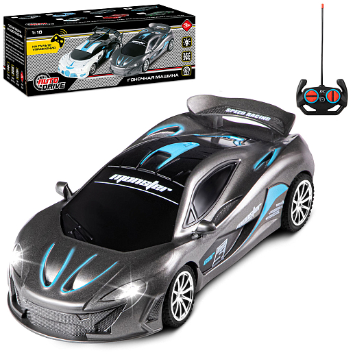 AUTODRIVE Р/У Машинка, 1:18, 4 канала,свет, темно-серый, в/к 10,5*8*21,5 см в Джамбо Тойз