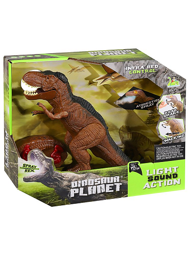 Р/У Динозавр со светом и паром, шагает, трясет головой, кнопка "try me" на корпусе, цвет коричневый, в/к 32*9*27 см в Джамбо Тойз #2