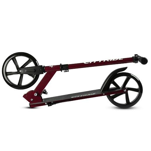 2хкол. самокат CITYRIDE 200, сталь 100%, грипсы 135мм TPR, колеса PU 200/200 мм, бордовый в Джамбо Тойз #4