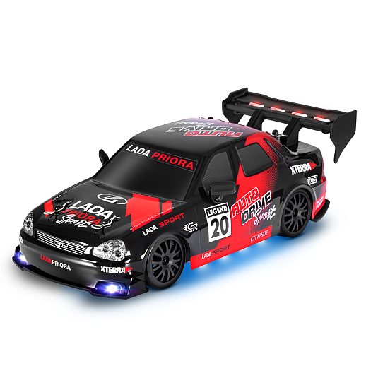 AUTODRIVE Р/У Машина для дрифта LADA Priora,1:24,2.4GHz,4WD,свет,с аккум, цвет черный, в/к 28*8*22,5см в Джамбо Тойз #5