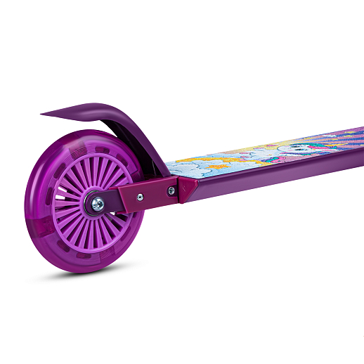 Двухкол. самокат CITYRIDE, ал. 50/50% , t-bar алюм, дека сталь, грипсы 95мм TPR, колеса PVC 120/120 мм, фиолетовый с принтом в Джамбо Тойз #7