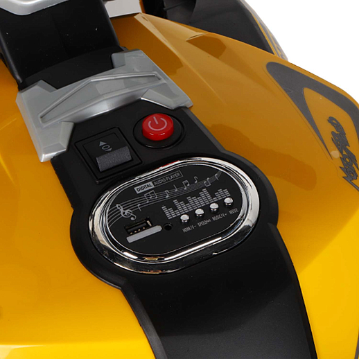 Мотоцикл двухколесный на аккум.2*6V4Ah. USB, MP3, колеса пластик, 2 двигателя*390W, свет LED.  Размер мотоцикла 116*57*77см вес мотоцикла 14кг. Цвет желтый в Джамбо Тойз #8
