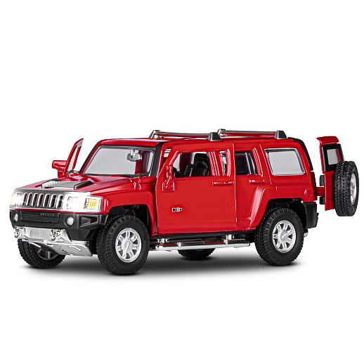 ТМ "Автопанорама" Машинка металлическая 1:32 Hummer H3, красный, свет, звук, откр. двери и багажник, инерция, в/к 18*13,5*9 см в Джамбо Тойз #8