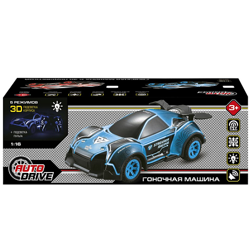 AUTODRIVE_Р/У гоночная машина,3D-подсветка корпуса/пульта,М1:16,2.4GHz,музыка, цвет синий,в/к 35*16*12,5см в Джамбо Тойз #6