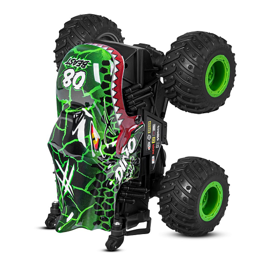 Р/у монстр-трак Динозавр, перевертыш, 1:20, 2.4GHz, 3D подсветка корпуса, музыка, демо-режим, цвет зеленый, с аккум.,  в/к 21,5*19*23 см в Джамбо Тойз #5