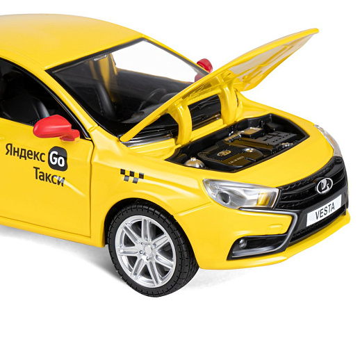 Машинка металлическая Яндекс Go, инерционная, коллекционная модель 1:24 LADA VESTA, цвет желтый, открываются 4 двери, капот, багажник, свет, звук, в/к 24,5*12,5*10,5 см в Джамбо Тойз #12