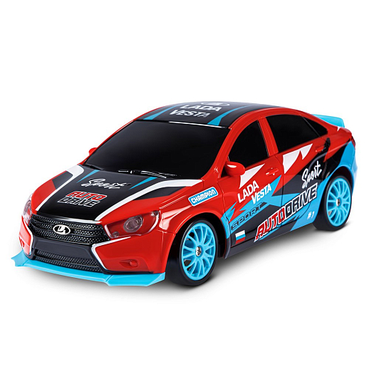 AUTODRIVE Р/У Машина для дрифта LADA Vesta,М1:24,2.4GHz,4WD,свет фар,4 доп.колеса,конусы,с аккум.,цв. красный,в/к 20,5*13*12см в Джамбо Тойз #7