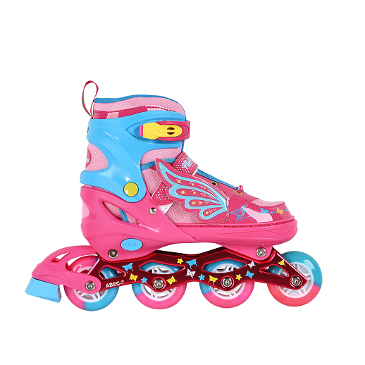 Коньки роликовые раздвижные, полиуретановые колеса, размер: 39-43, цвет: розовый в Джамбо Тойз