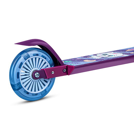 Двухкол. самокат CITYRIDE, ал. 50/50% , t-bar алюм, дека сталь, грипсы 95мм TPR, колеса PVC 120/120 мм, фиолетовый с принтом в Джамбо Тойз #9