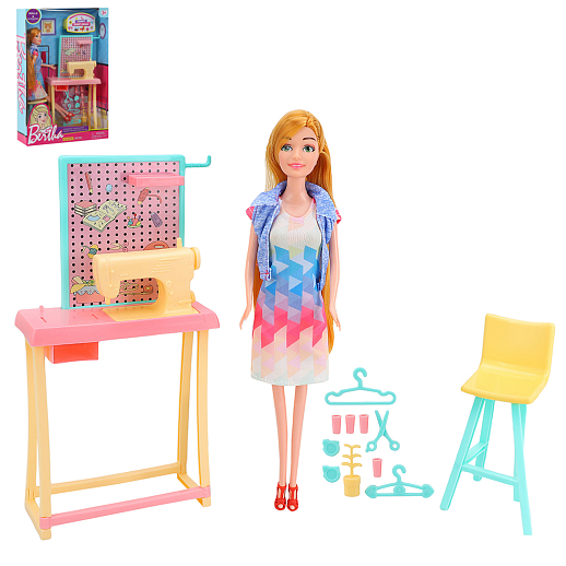 Кукла "Рукодельница", в комплекте швейная машинка, стол, стул, аксессуары, в/к 22х7,6х33 см в Джамбо Тойз