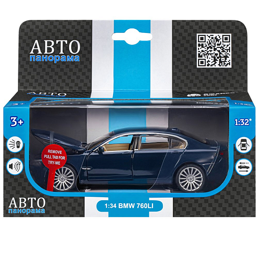 ТМ "Автопанорама" Машинка металл. 1:34 BMW 760LI, синий, инерция, свет, звук, откр. двери, свет, звук, в/к 17,5*13,5*9 см в Джамбо Тойз #3