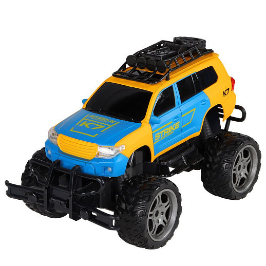 Машинка Монстр-трак на радиоуправлении, 1:16, до 15км/ч, зарядное устройство, цвет сине-желтый, в/к 36,2*18,8*18,5 в Джамбо Тойз #4