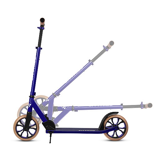 Двухколесный самокат CITYRIDE 200, ал. 50/50%, t-bar сталь, грипсы 135мм TPR, колеса PU 200/200, 86A, подножка, abec 9, сиреневый в Джамбо Тойз #9