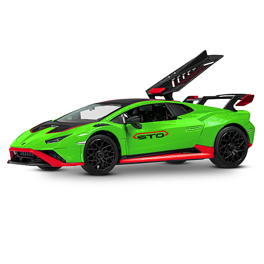 ТМ "Автопанорама" Машинка металлическая, 1:32 Lamborghini STO, зеленый, принт, откр. двери и багажник, свет, звук, инерция, в/к 17,5*12,5*6,5 см в Джамбо Тойз #8