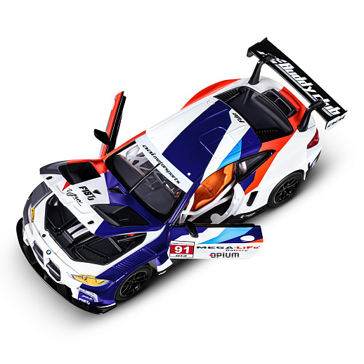 ТМ "Автопанорама" Машинка металлическая, 1:24 BMW M4 GT3, голубой, откр. двери и капот, свет, звук, свободный ход колес, в/к 24,5х12,5х10,5 см в Джамбо Тойз #14